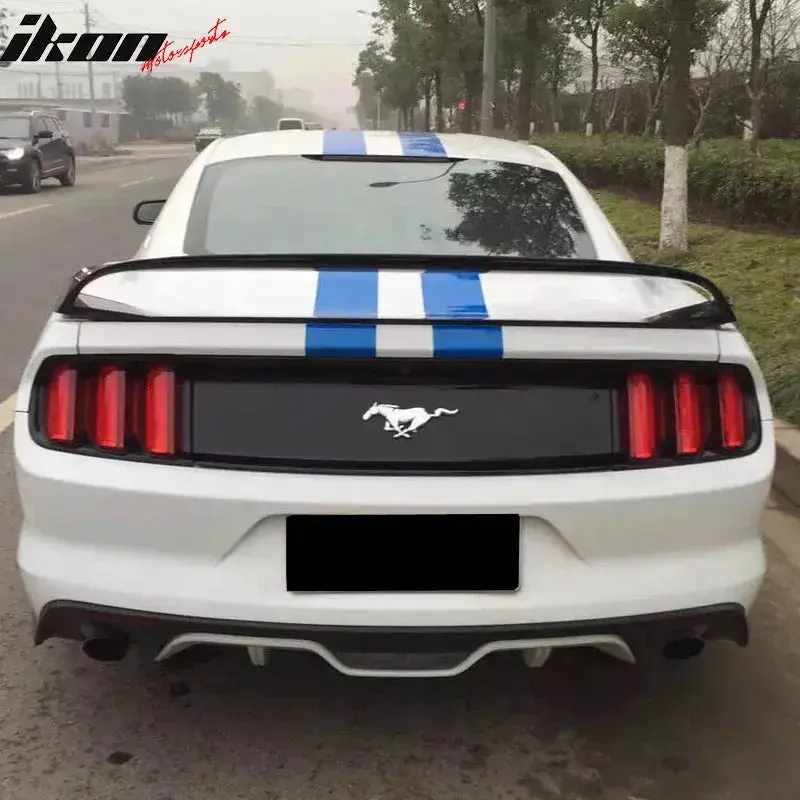 2015-2023 Ford Mustang Gt350r Style Glossy Black Rear Spoiler Abs 2