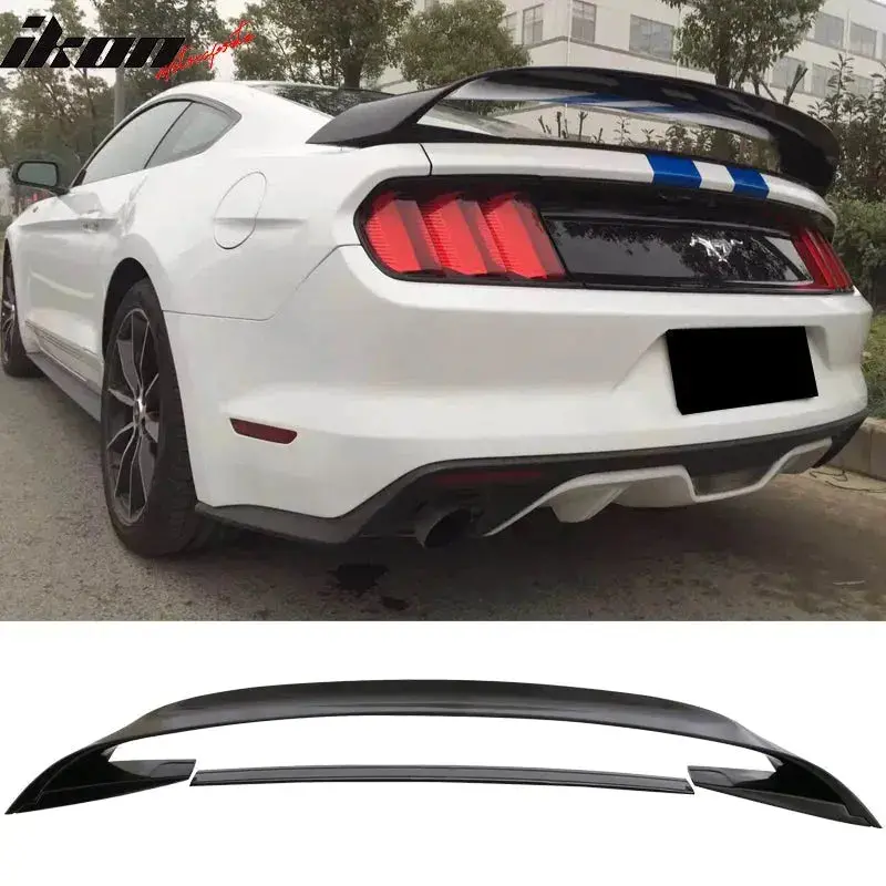 2015-2023 Ford Mustang Gt350r Style Glossy Black Rear Spoiler Abs 1
