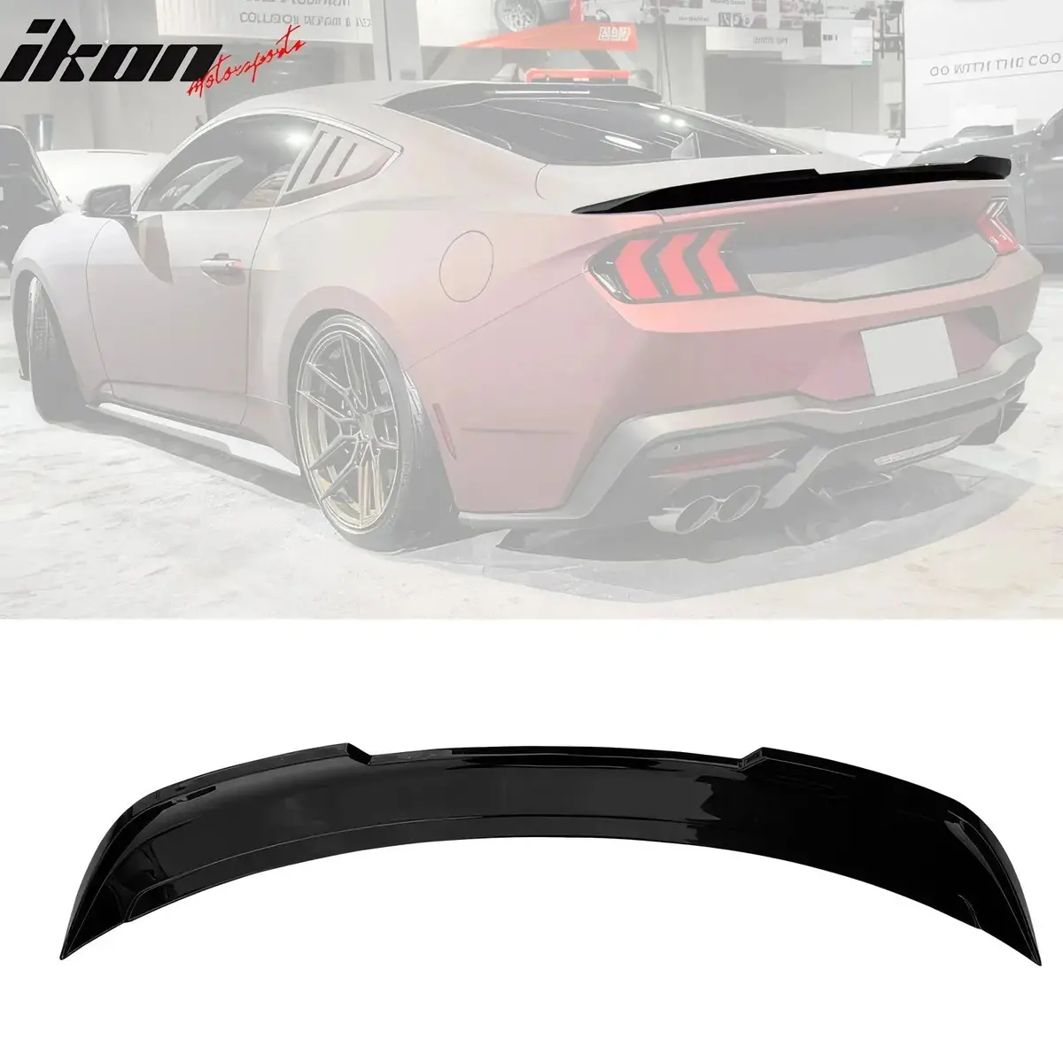 Ikon Motorsports 2024-2025 Ford Mustang Coupe Deck Style Trunk Spoiler Wing Abs 1