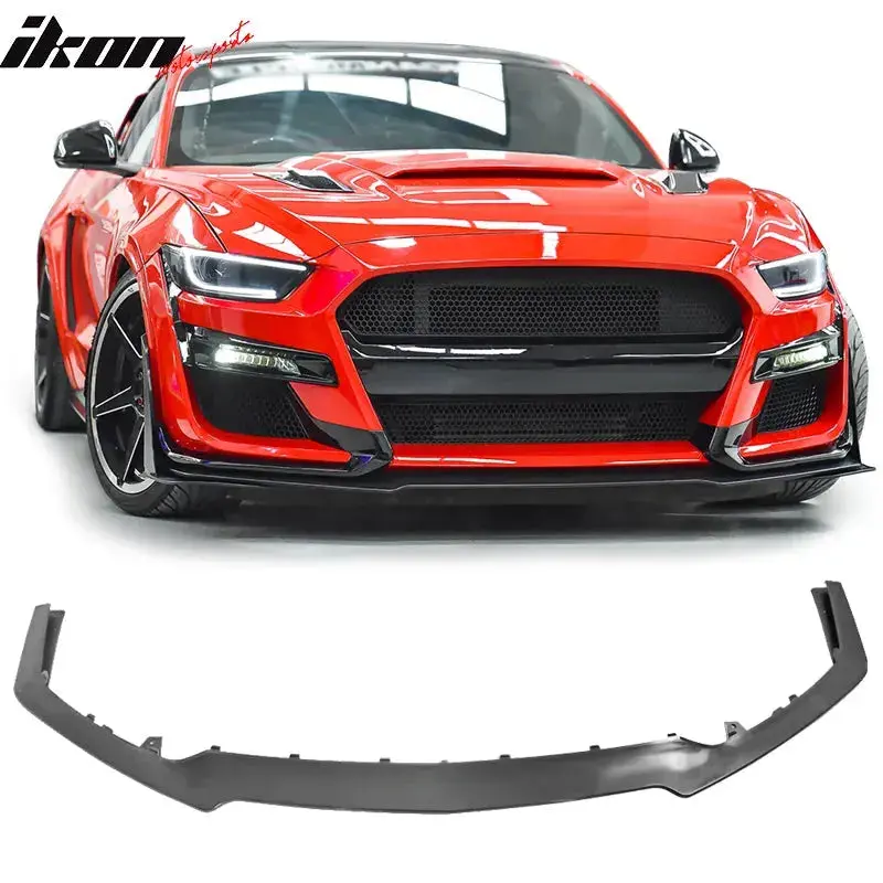 2015-2017 Ford Mustang Gt500 Style Unpainted Black Front Bumper Lip Pp 1