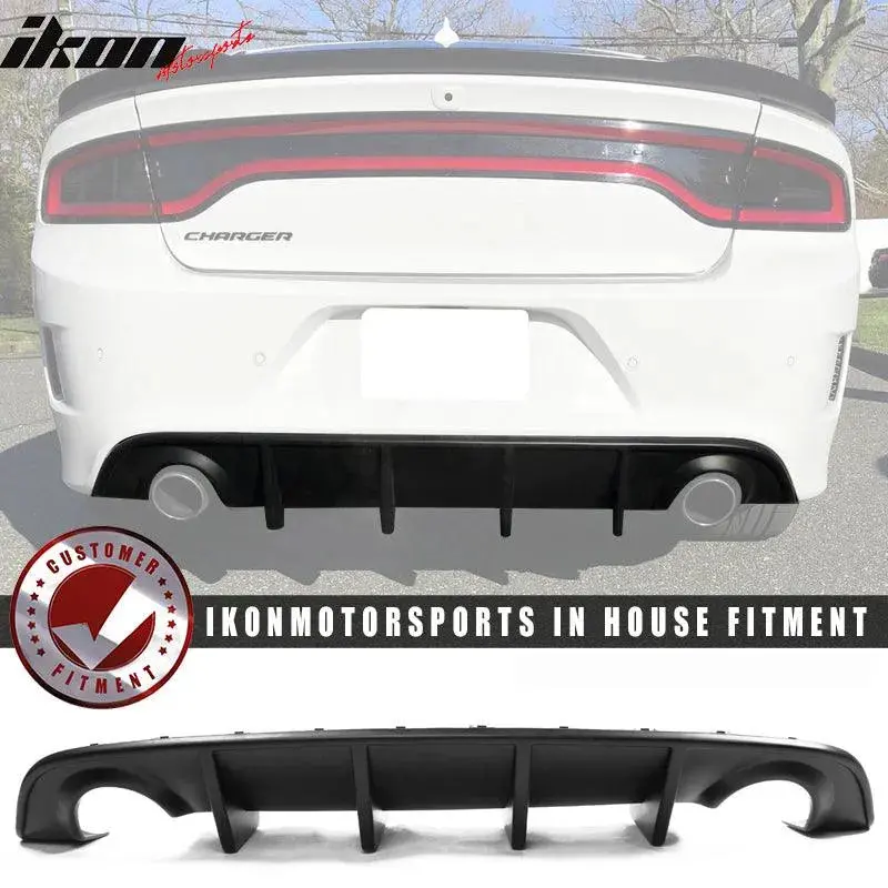 Ikon Motorsports Rear Diffuser For 2015-2023 Dodge Charger Srt Oem Style Matte Black Pp 1
