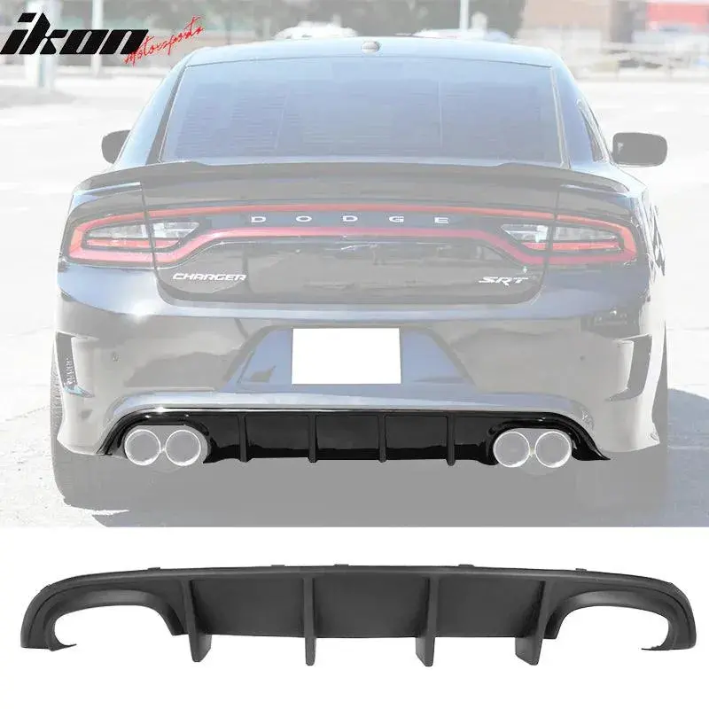 Ikon Motorsports 2015-2023 Dodge Charger Rear Diffuser Quad Exhaust Srt Unpainted Pp 1