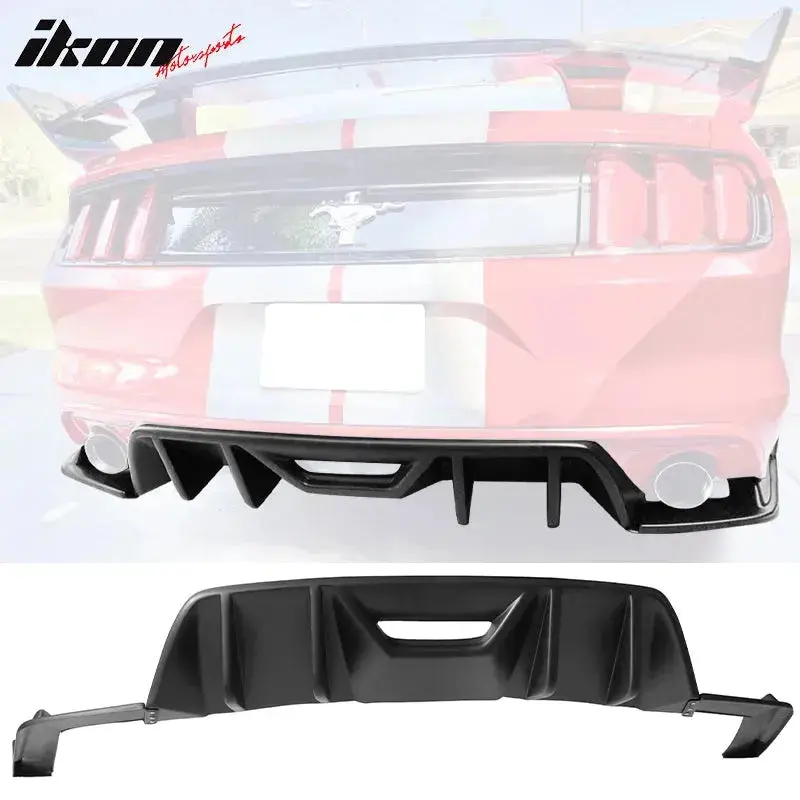 2015-2017 Ford Mustang Rear Diffuser Bumper Lip Hn Style Matte Black P 1