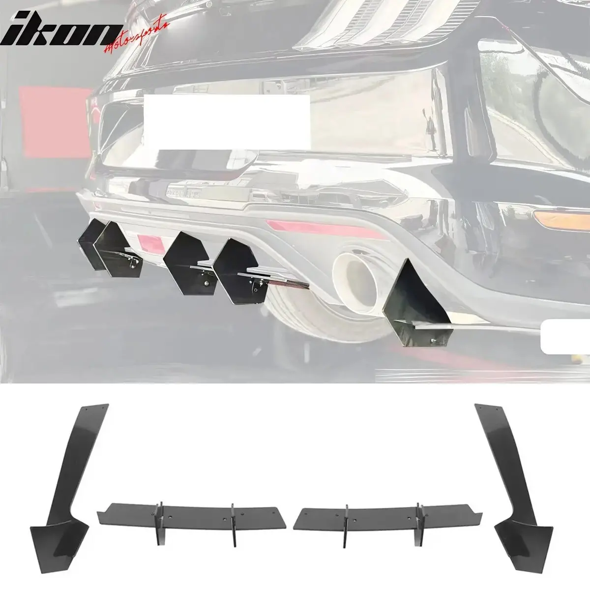 2018-2021 Ford Mustang Ecoboost Gloss Black Rear Bumper Diffuser Abs 1