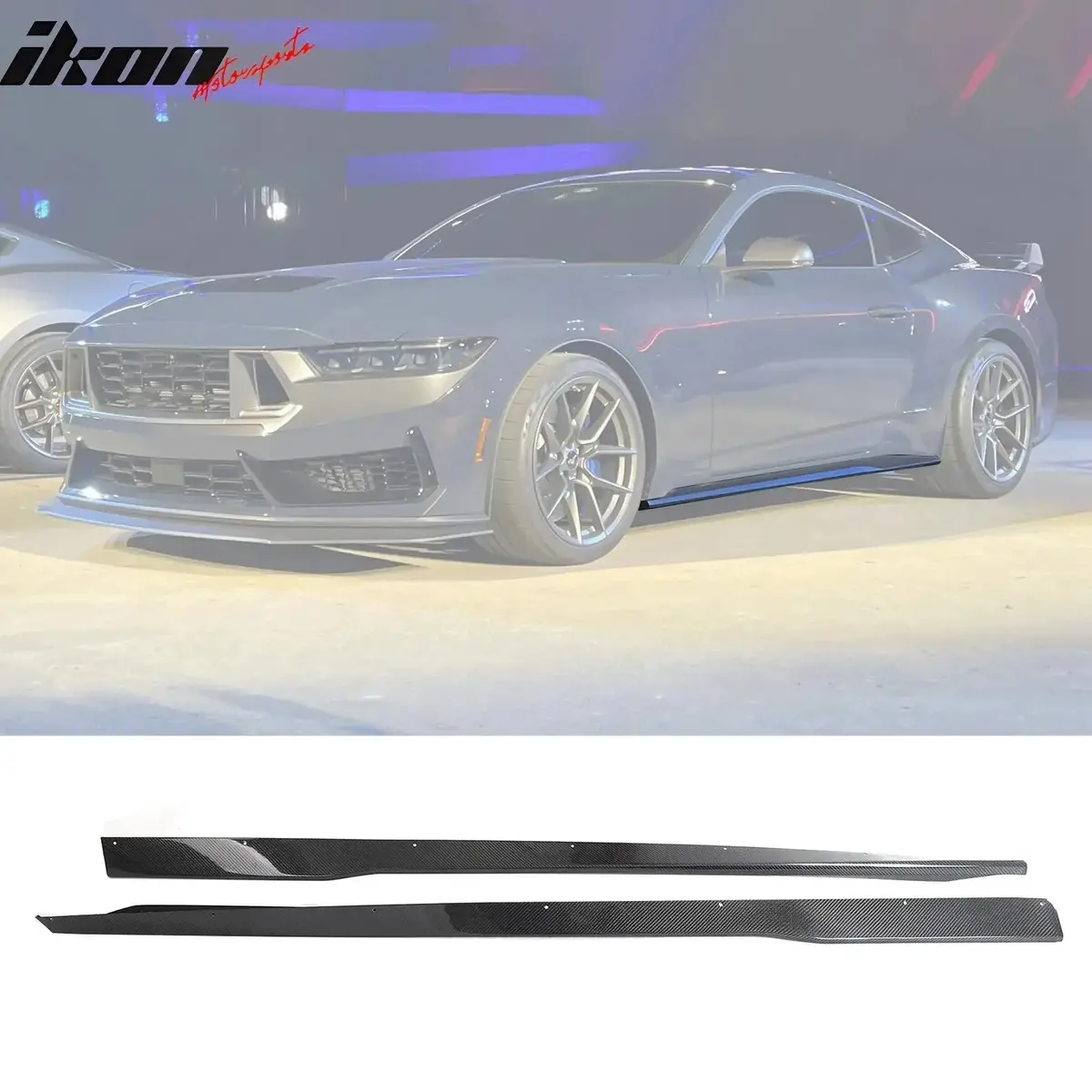 2024-2025 Ford Mustang Oe Style 2Pcs Side Skirts Panel Carbon Fiber Cf 1