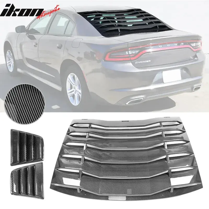 Ikon Motorsports 2008-2023 Dodge Challenger Rear Window Scoop Louver Vent 1