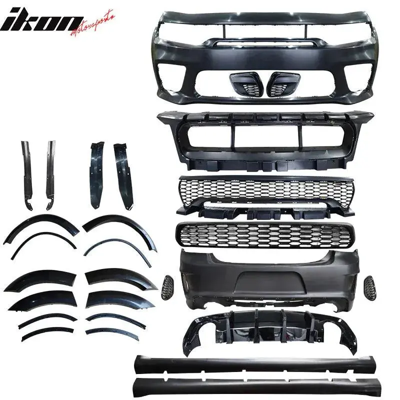Ikon Motorsports 2015-2023 Dodge Charger Widebody Gloss Whole Bumper Kits Diffuser 1