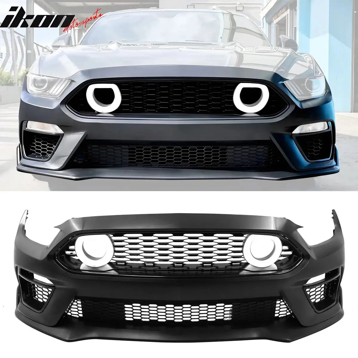 2015-2017 Ford Mustang Front Bumper Cover Lower Upper Grills W/ Led 1