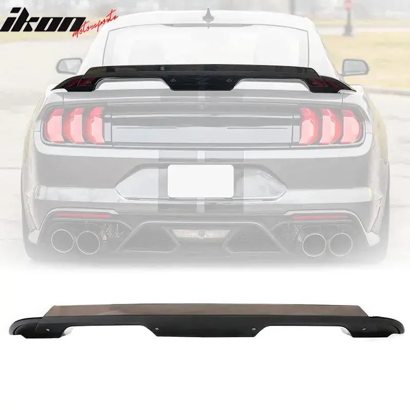 2015-2023 Ford Mustang Gt500 Gloss Black Trunk Spoiler Gurney Flap Abs 1
