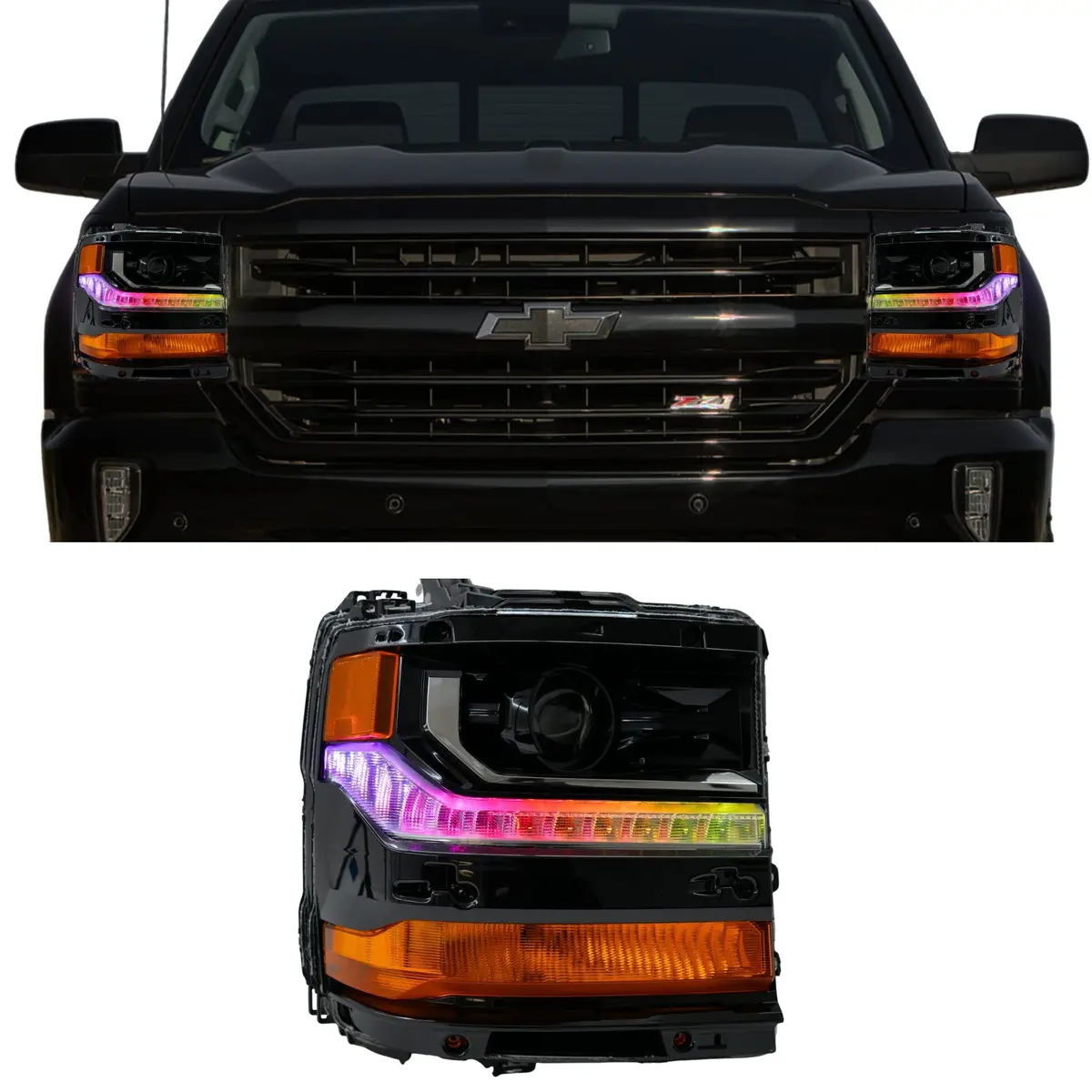 Chevrolet Silverado Multicolor Flow Series Drl Boards (2016-2018) 1