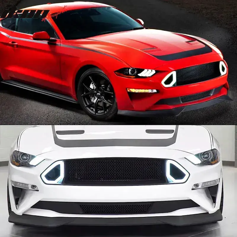 2018-2023 Ford Mustang Rtr Style Yellow Turn Signal Light Grille Abs 1