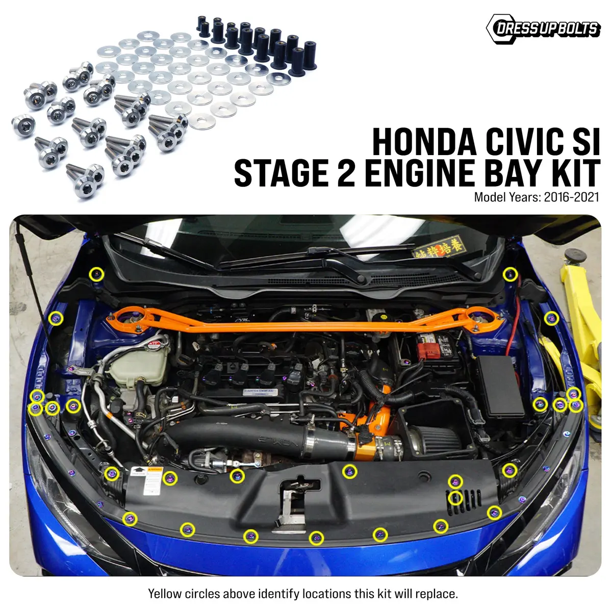Stage 2 Titanium Hardware Engine Bay Kit - Honda Civic Si (2016-2021) 2
