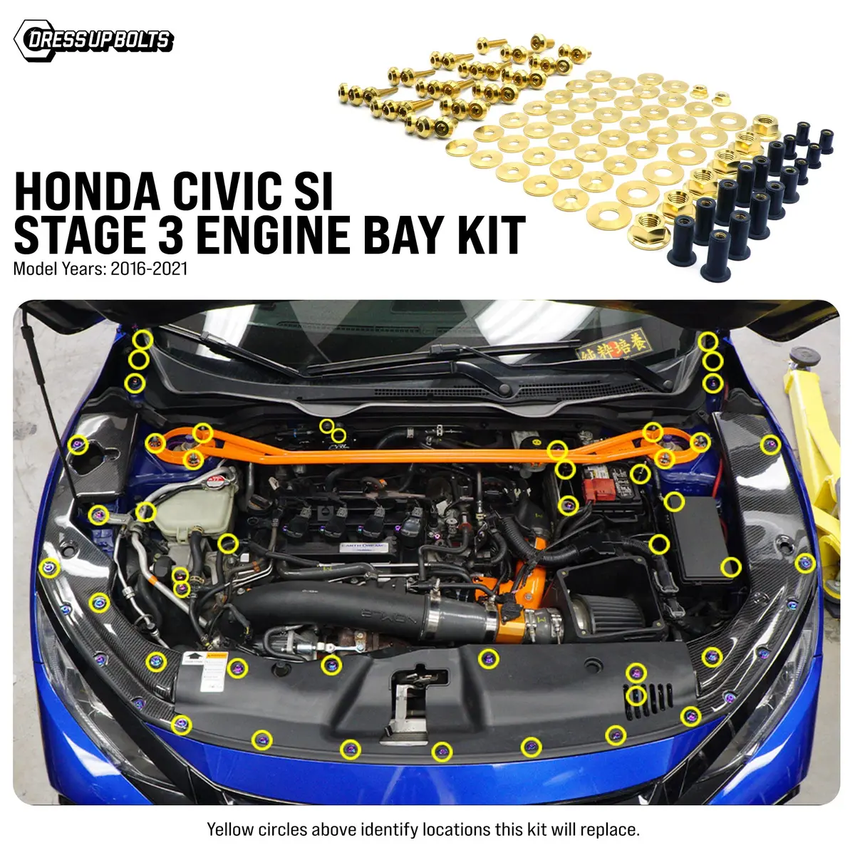 Stage 3 Titanium Hardware Engine Bay Kit - Honda Civic Si (2016-2021) 2