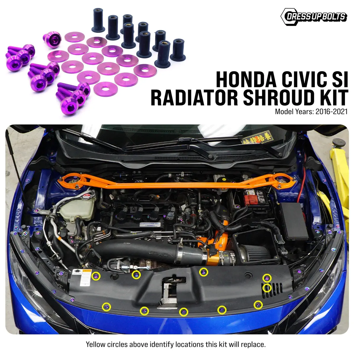 Titanium Hardware Radiator Shroud Kit - Honda Civic Si (2016-2021) 2