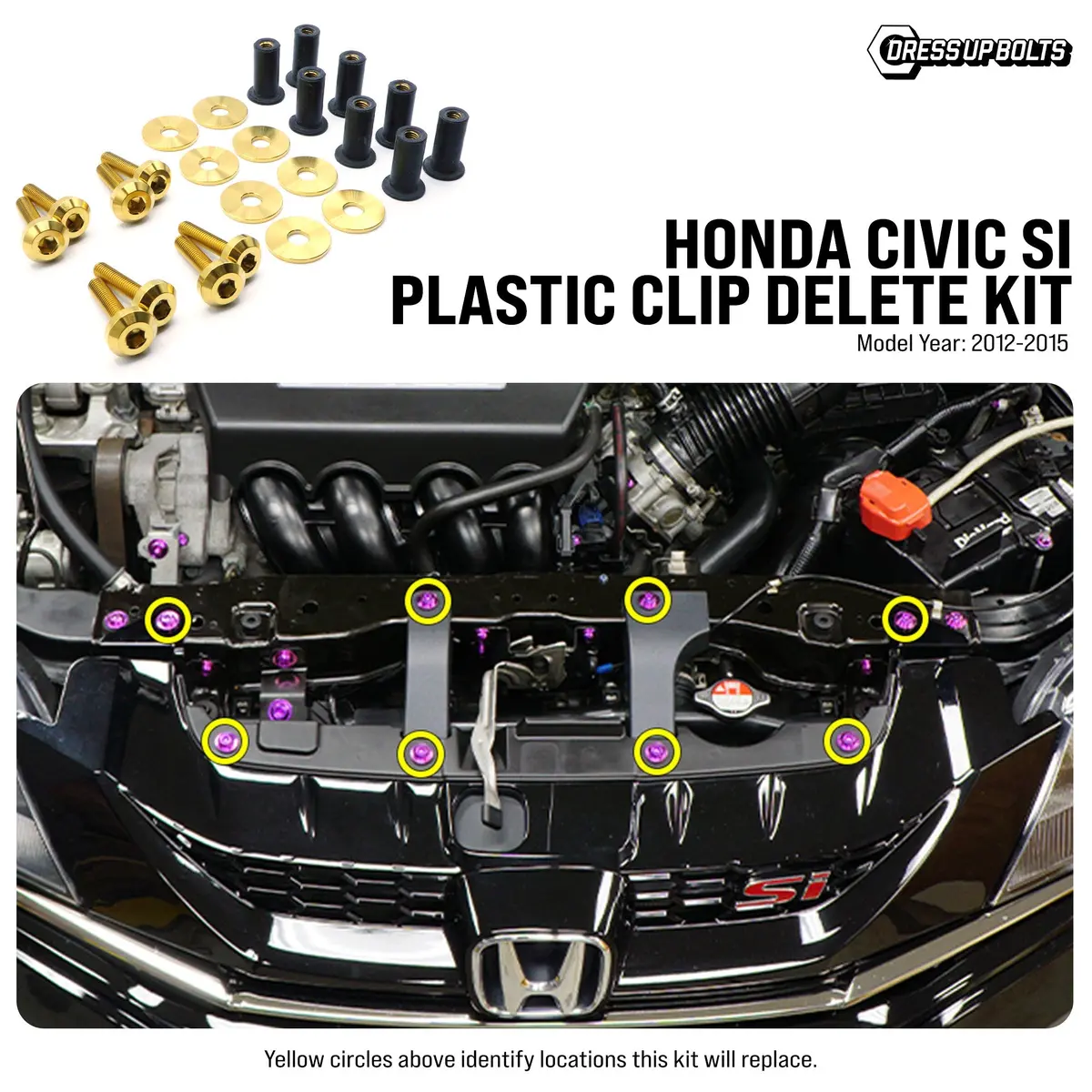 Titanium Hardware Plastic Clip Delete Kit - Honda Civic Si (2012-2015) 2