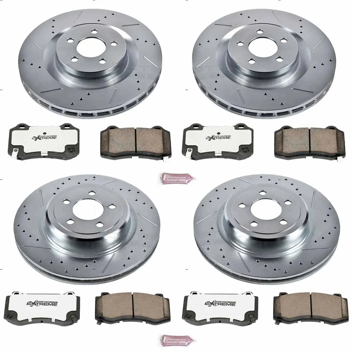 Powerstop Street Warrior Z26 2005-2023 Chrysler 300/Charger/Challenger Front & Rear 4 Piston Brembo 1