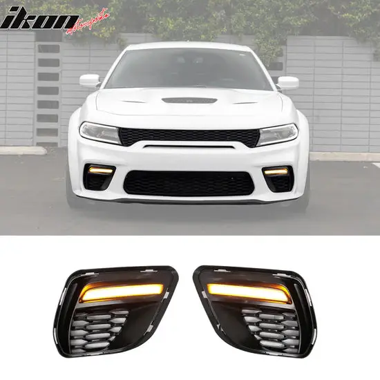 Ikon Motorsports 2020-2023 Dodge Charger Widebody Daytime Running Light Fog Light Cover 1