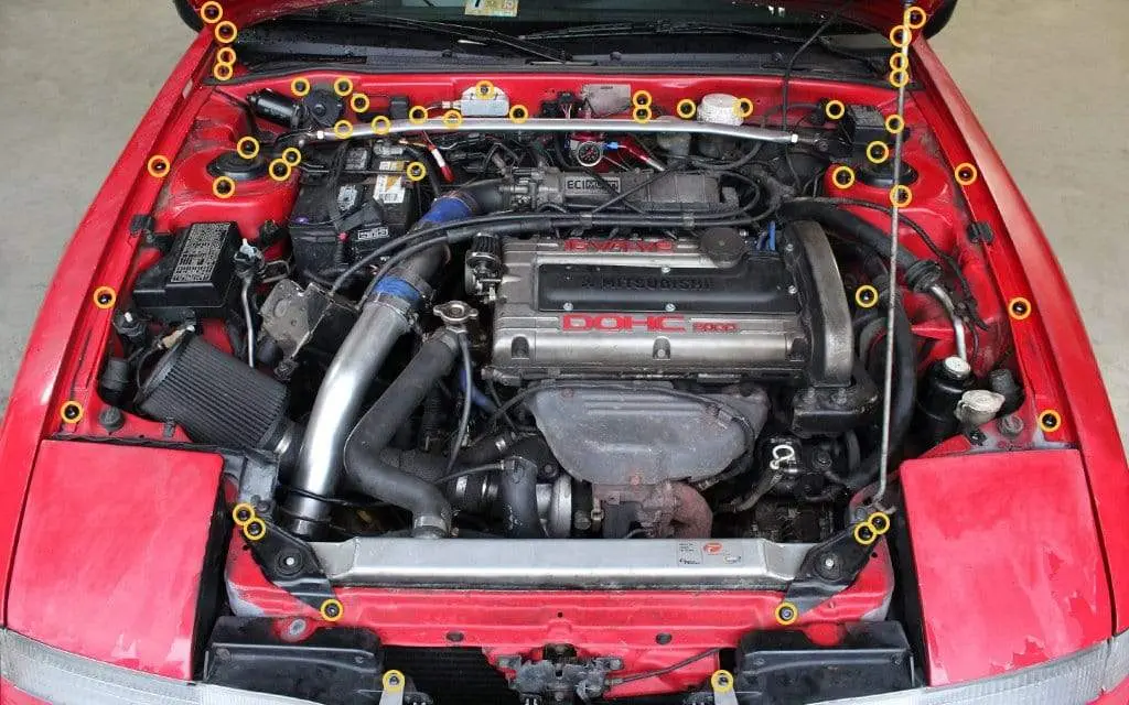 Mitsubishi 1G Eclipse (1990-1994) Titanium Full Engine Bay Kit 4