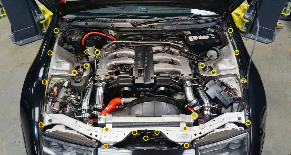 Stage 1 Titanium Hardware Engine Bay Kit - Nissan 300Zx (1990-1999) 4