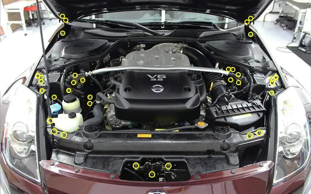 Stage 1 Titanium Hardware Engine Bay Kit - Nissan 350Z (2003-2006) 2