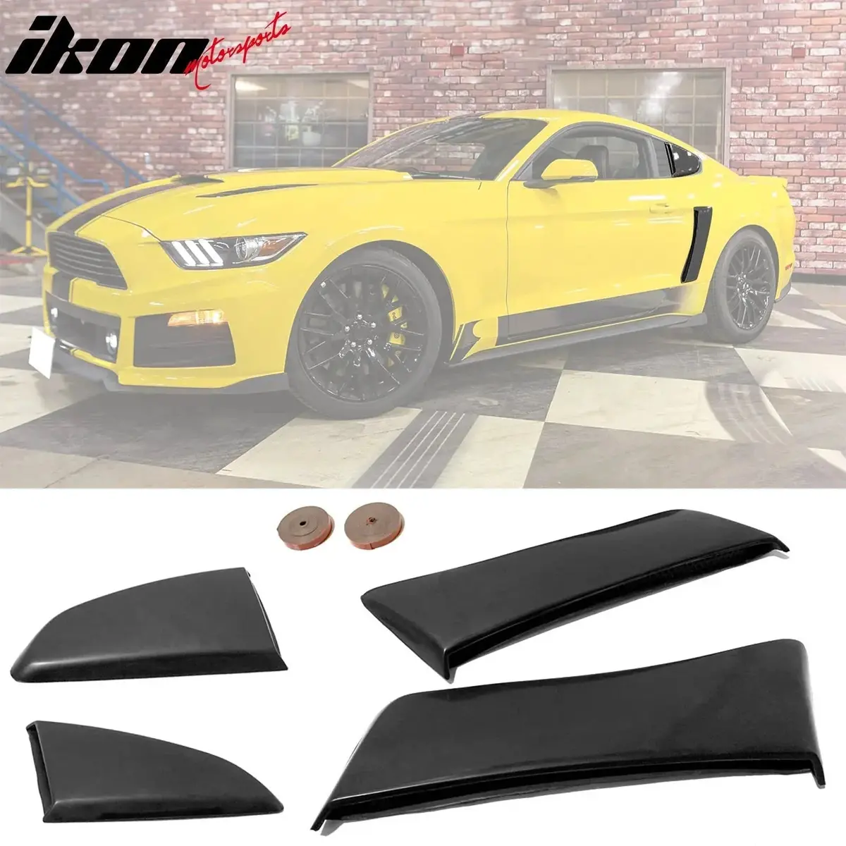 2015-2019 Ford Mustang Rear Window Louver & Quarter Panel Side Scoops 1
