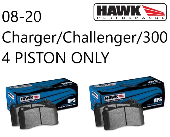 Hawk Hps Street Front & Rear Brake Pads For 08-23 Charger/Challenger/300 W/ 4 Piston Calipers 2