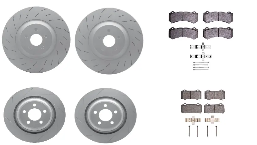 R1 15-20 6 Piston Dodge Charger / Challenger Front & Rear Carbon Coated Brake Rotor Set W/Euro Ceramic Pads And Hardware 1