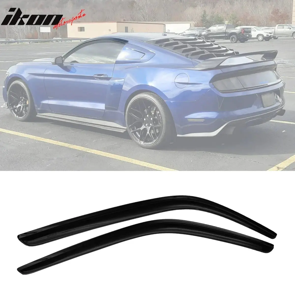 2015-2024 Ford Mustang Coupe Slim Smoke Tinted Window Visors Acrylic 1