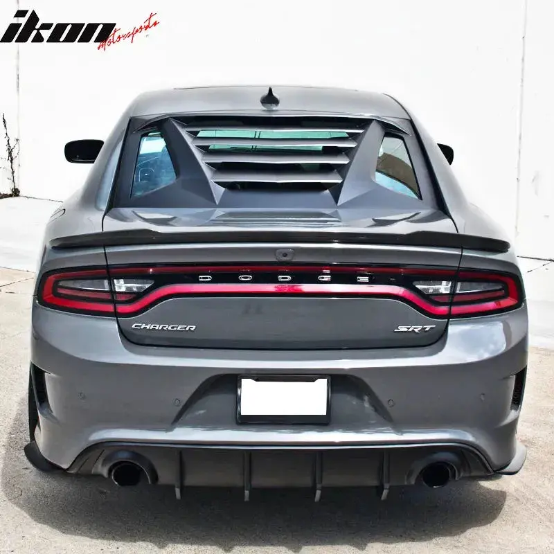 Ikon Motorsports 2008-2023 Dodge Challenger Rear Window Scoop Louver Vent 2