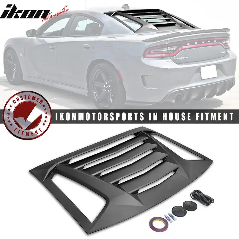Ikon Motorsports 2008-2023 Dodge Challenger Rear Window Scoop Louver Vent 1