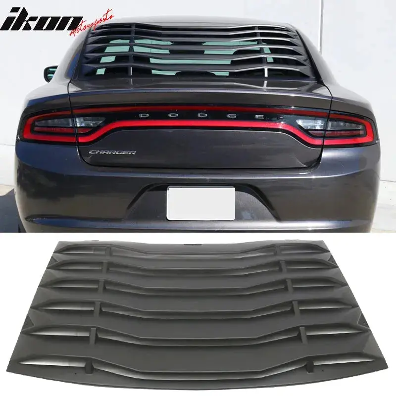 Ikon Motorsports 2008-2023 Dodge Challenger Rear Window Scoop Louver Vent 2