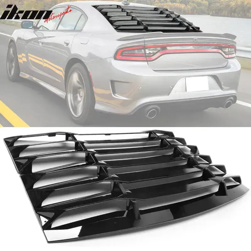 Ikon Motorsports 2008-2023 Dodge Challenger Rear Window Scoop Louver Vent 1
