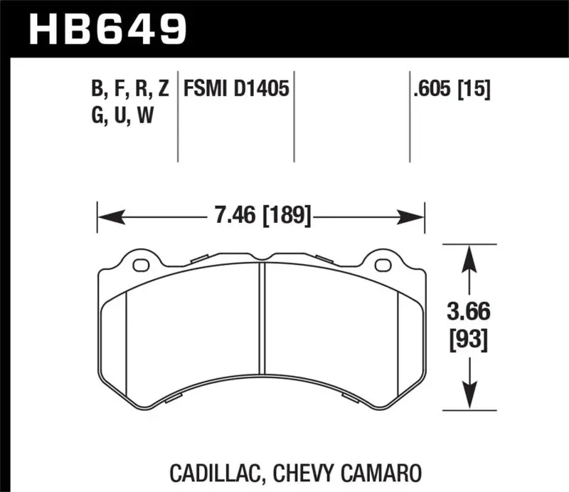 Hawk 2015-2023 Dodge Charger / Challenger 6 Piston Hp+ Front Brake Pads 1