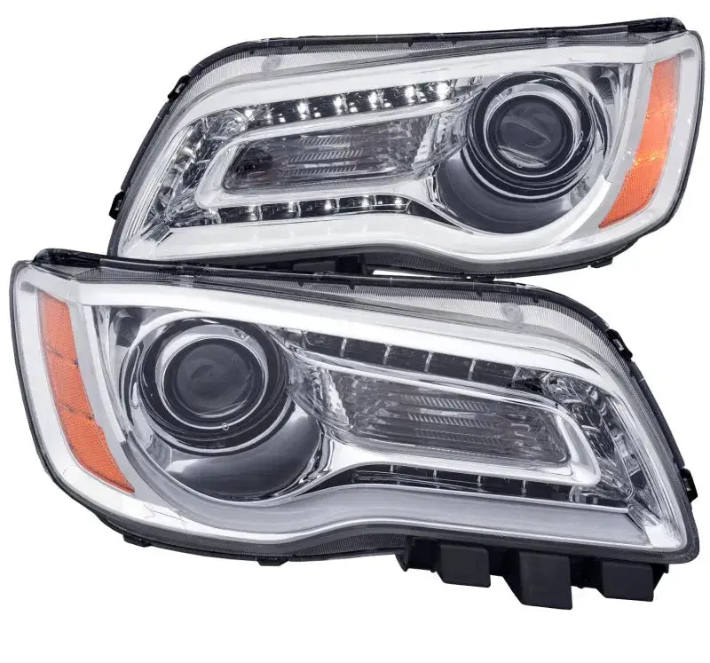 Anzo 2011-2014 Chrysler 300 Projector Headlights W/ Plank Style Design Chrome 1