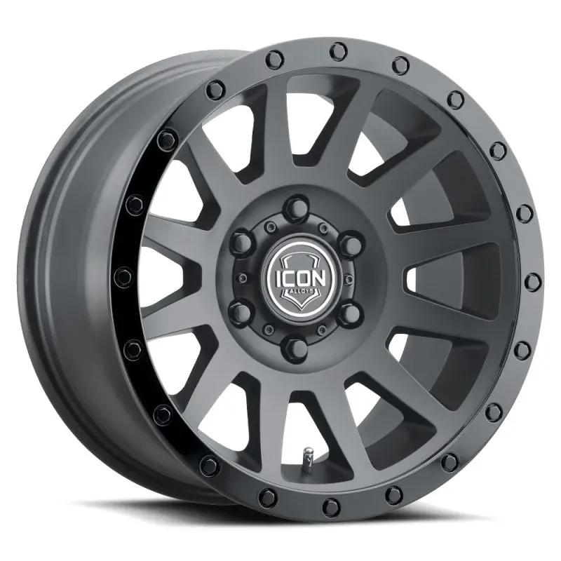 Icon Compression 18X9 6X5.5 0Mm Offset 5In Bs 106.1Mm Bore Double Black Wheel 1
