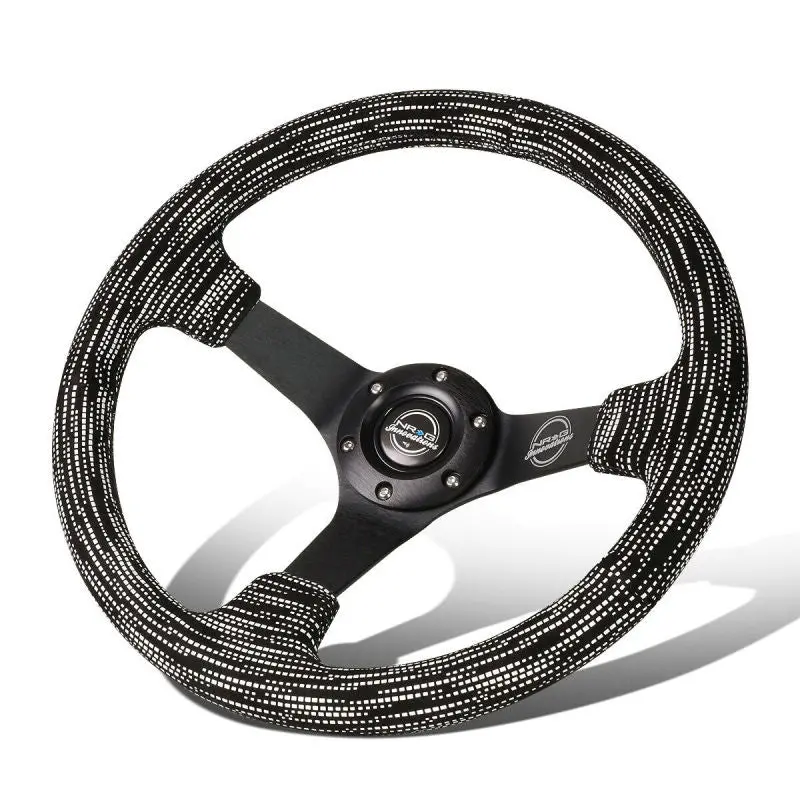 Nrg Reinforced Steering Wheel (350Mm / 3In. Deep) Microfiber/Black Stitch W/5Mm Matte Black Spokes 1