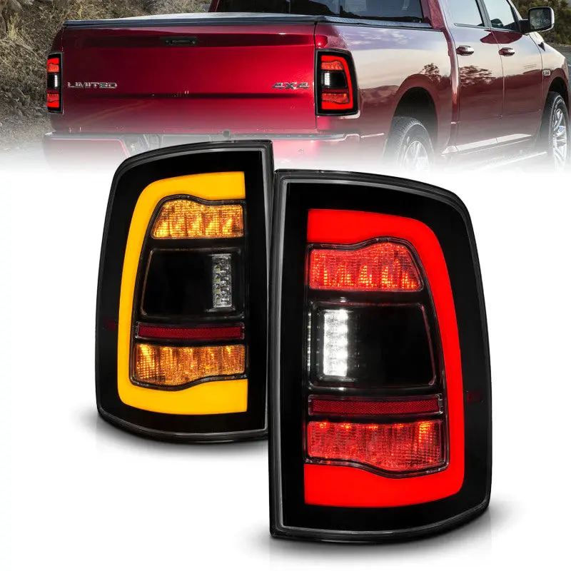 Anzo 09-18 Dodge Ram 1500 Sequential Led Taillights Smoke Black W/Switchback Amber Signal 1