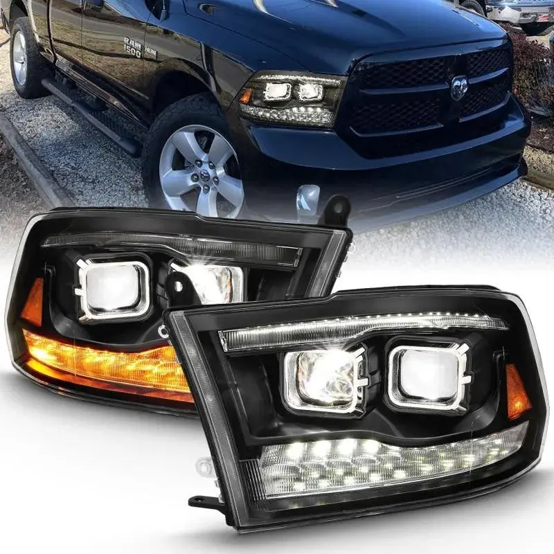 Anzo 2009-2018 Dodge Ram 1500 Led Projector Plank Style Switchback H.L Halo Black Amber (Oe Style) 1