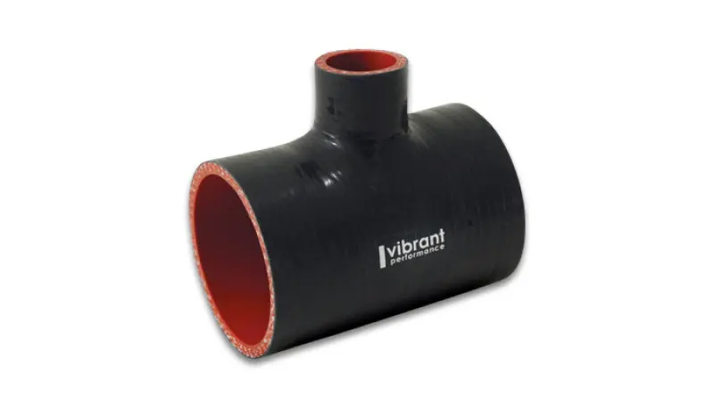 Vibrant 4 Ply Reinforced Silicone T Adapter - 3In Outlet Id X 4In Oal X 1In Branch Id (Black) 1