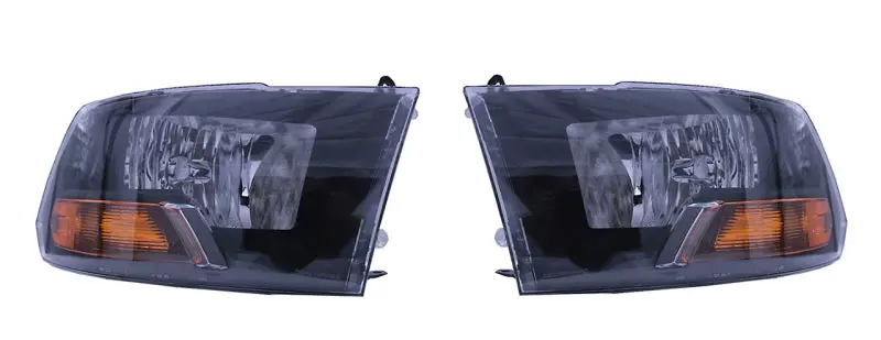 Raxiom 09-18 Dodge Ram 1500/2500/3500 Euro Style Headlights W/ Single Bulb- Blk Housing (Clear Lens) 1