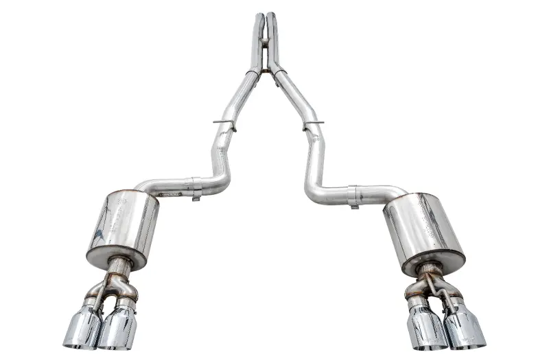 Awe Tuning 2017+ Challenger 5.7L Touring Edition Exhaust - Non-Resonated - Chrome Silver Quad Tips 1