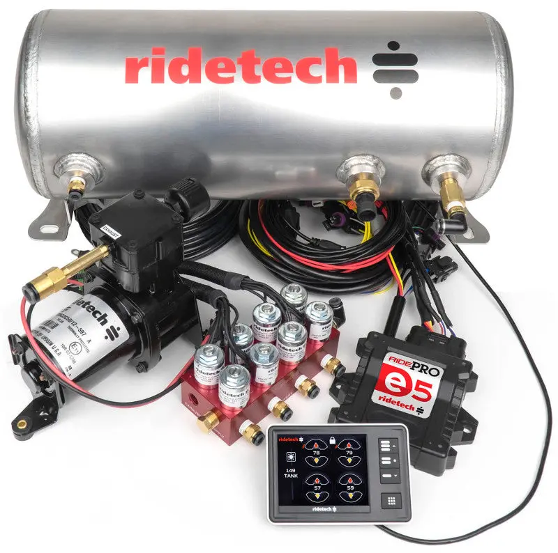 Ridetech Ridepro E5 Air Ride Suspension Control System 3 Gallon Single Compressor 1/4In Valves 1