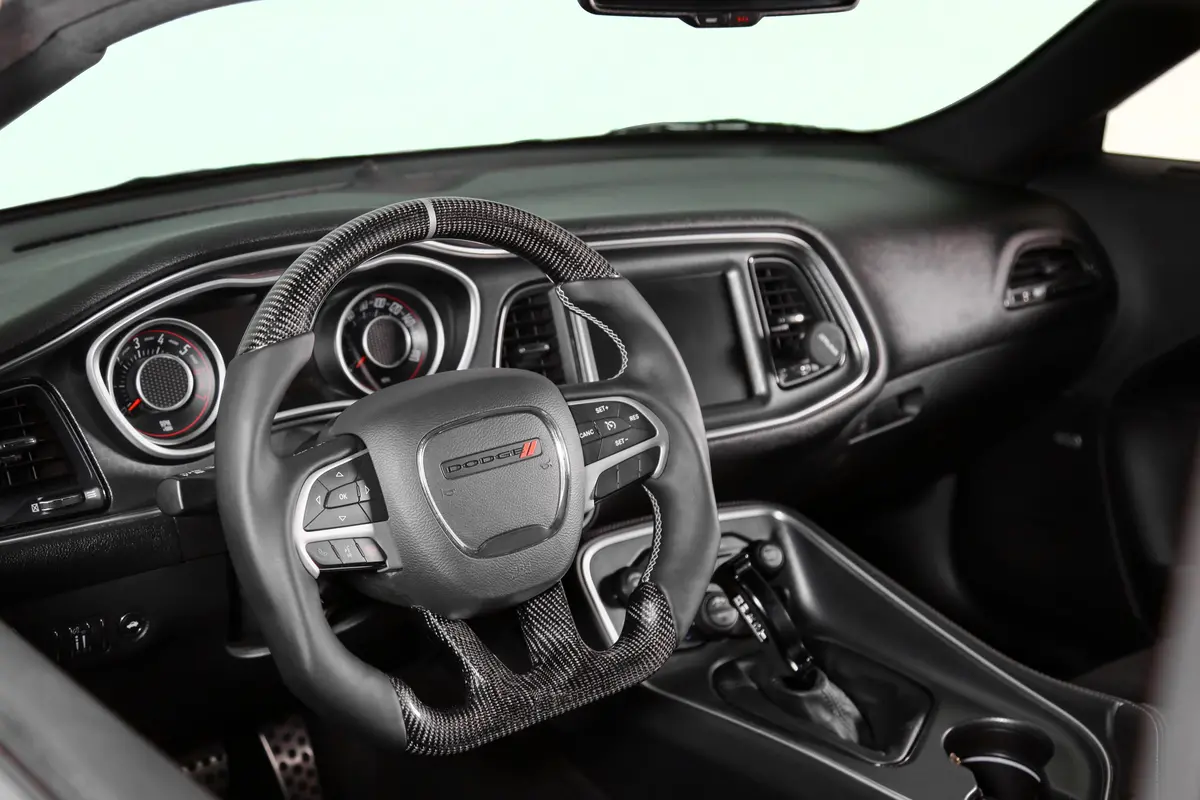 Drake Muscle Cars Steering Wheel - Carbon Fiber With Leather Grips 2015-2023 Dodge Charger / Challenger 1