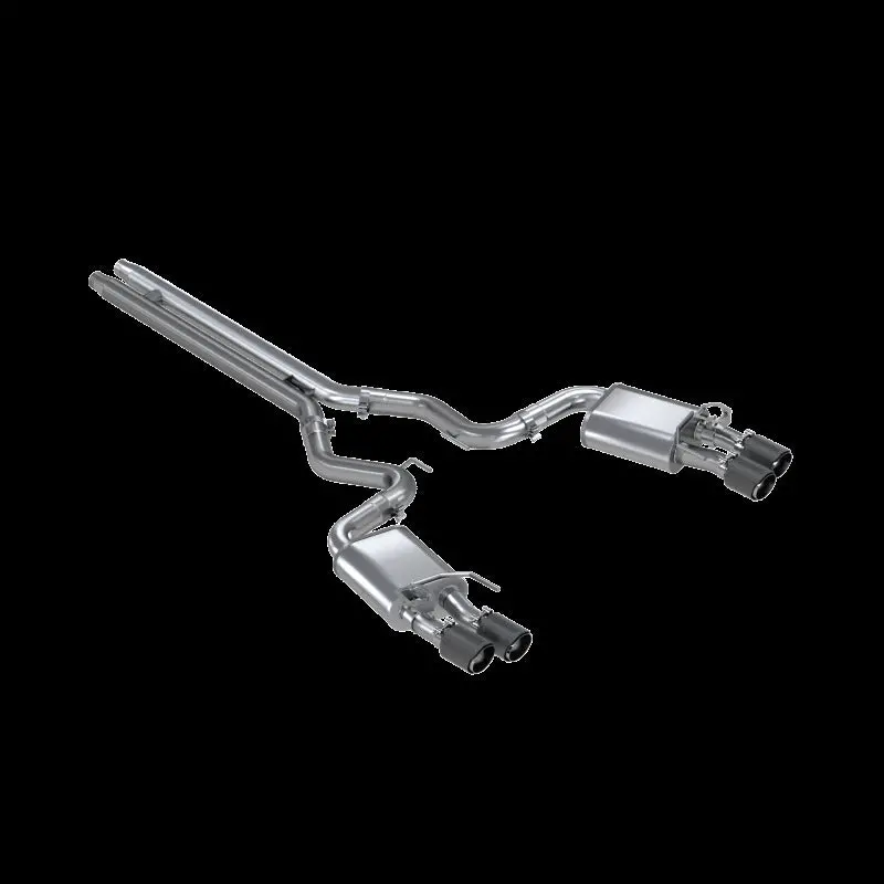 Mbrp 18-20 Ford Mustang Gt 5.0 W/ Quad Tip Active Exhaust Cat Back Split Rear T304 W/ Carb Fib Tips 2