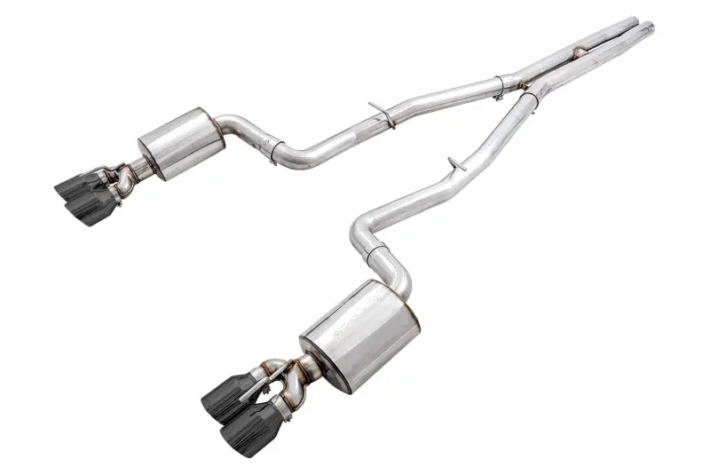 Awe Tuning 2017+ Challenger 5.7 Touring Edition Exhaust - Non-Resonated - Diamond Black Quad Tips 1