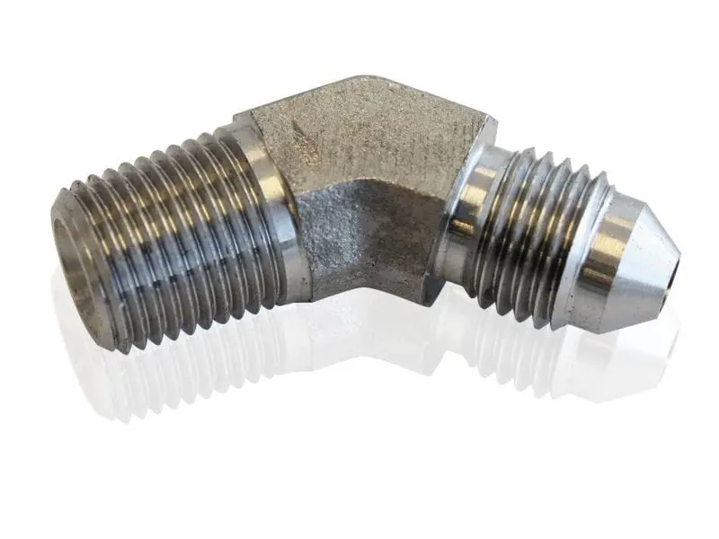 Af382-04 Stainless Steel 45° Npt-To-An Fitting – Male Npt To -4 An Adapter For Fuel And Oil Lines 1
