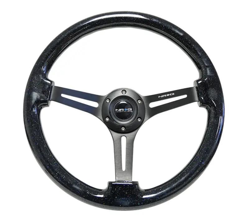Nrg Reinforced Steering Wheel (350Mm / 3In. Deep) Black Multi Color Flake Wood W/ Black Matte Center 2