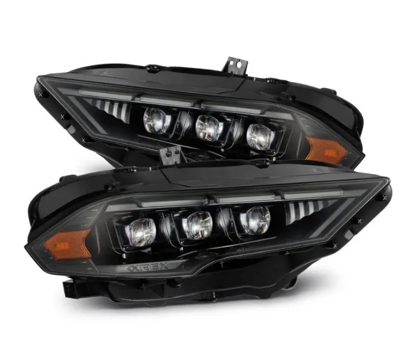 Alpharex 18-20 Ford Mustang Nova Led Proj Headlights Alpha-Black W/Activ Light/Seq Signal/Switch Drl 1