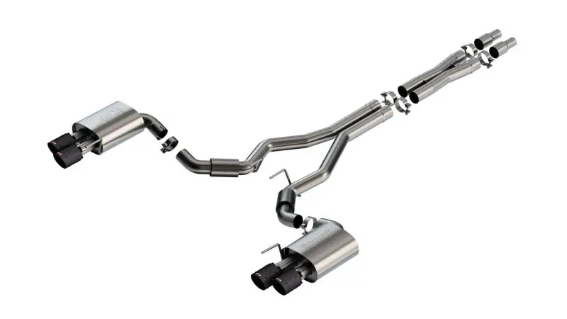 Borla 2024 Ford Mustang Gt 5.0L V8 3 In S-Type Catback Non-Active Exhaust- Carbon Fiber Quad Tip 1