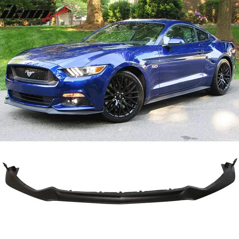 2015-2017 Ford Mustang P Style Unpainted Black Front Bumper Lip Pu 1